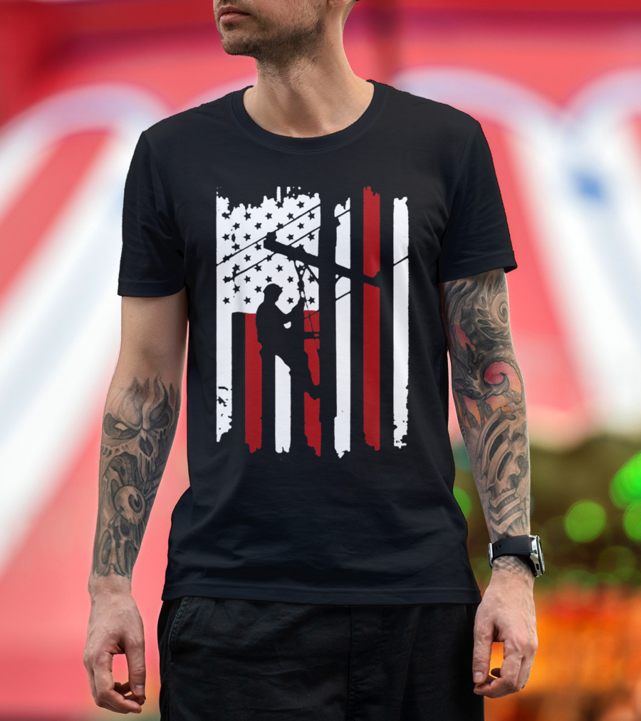 American Flag Lineman and Electrician T-Shirt