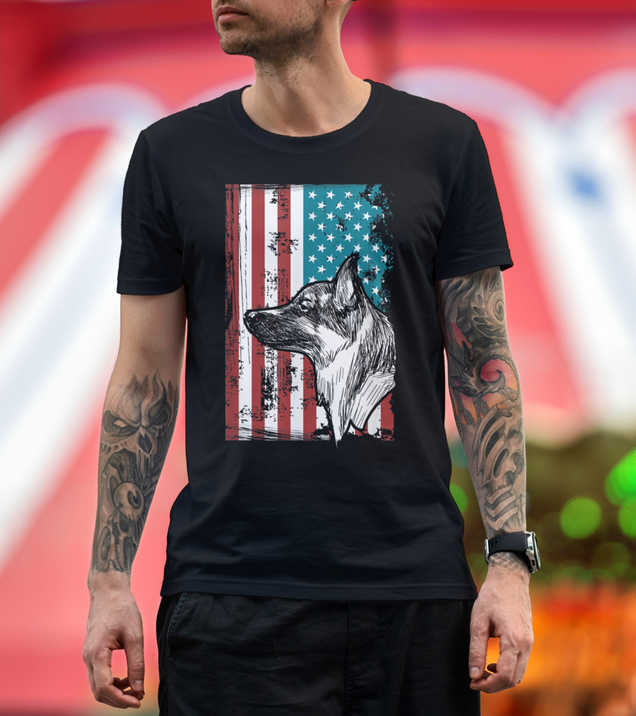 Patriotic German Shepherd American Flag Fourth of July T-Shirt