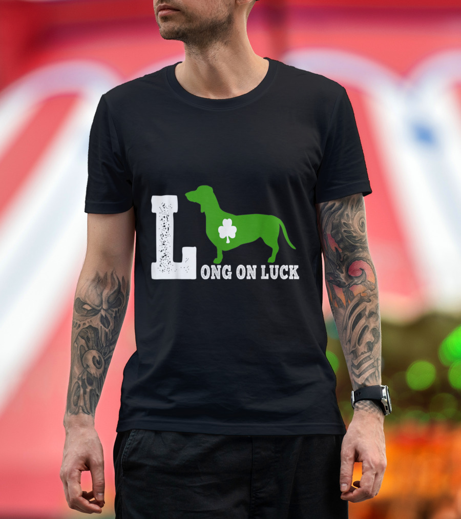 Long On Luck St Patricks Day Dachshund Clover T-Shirt