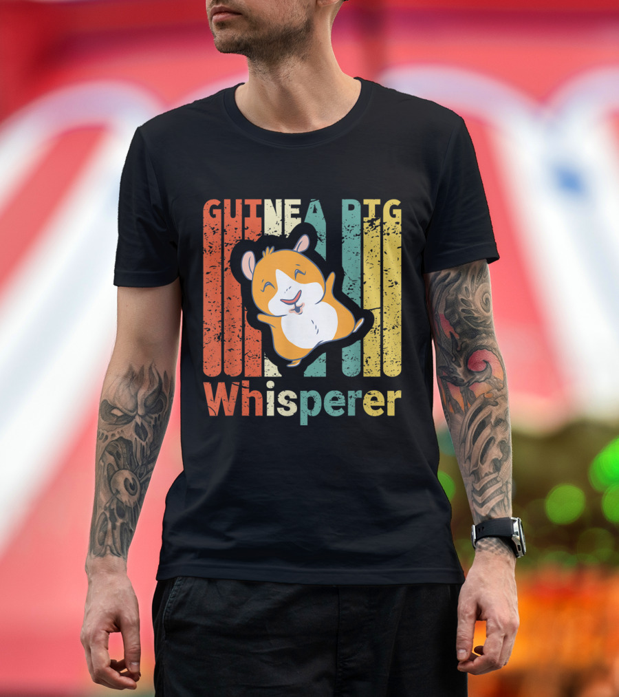 Guinea Pig Whisperer Retro Rodents Pet Vintage Stripe T-Shirt