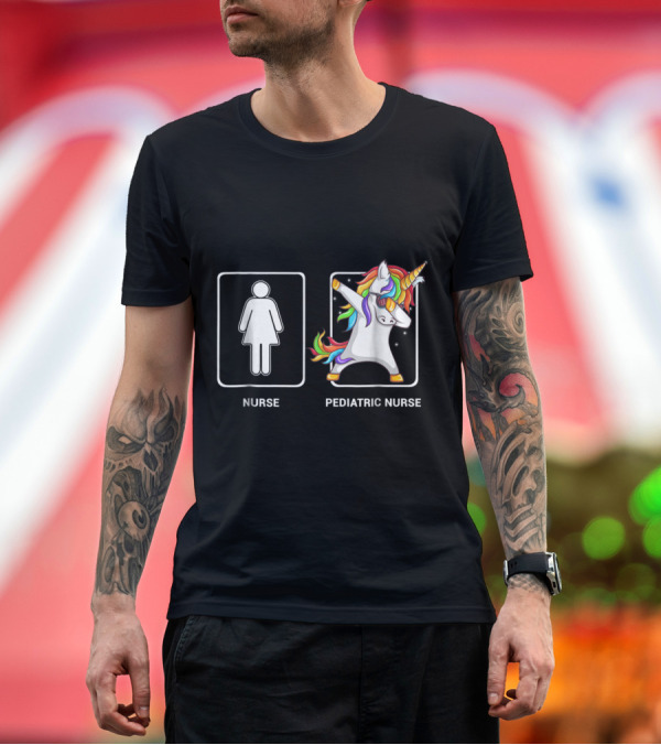 Premium T-Shirt: Pediatric Nurse Unicorn Dabbing Colorful Rainbow Mane T-Shirt Pediatric Nurse Unicorn Dabbing Colorful Rainbow Mane T-Shirt