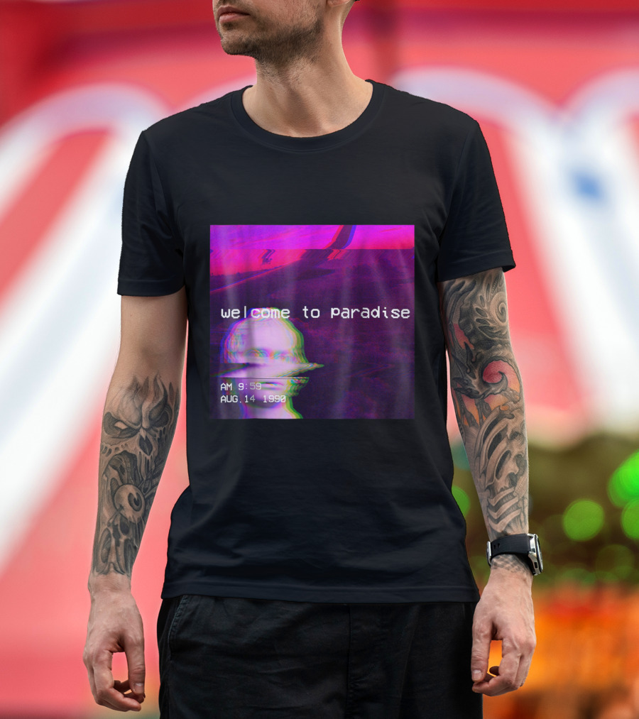 Welcome to Paradise August 14 1990 Retro Hipster Vaporwave Aesthetic T-Shirt