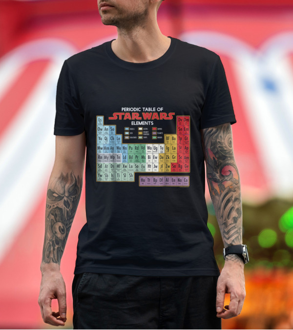 Premium T-Shirt: Star Wars Periodic Table of Elements Featuring Heroes Jedi Creatures Aliens Empire Planets T-Shirt Star Wars Periodic Table of Elements Featuring Heroes Jedi Creatures Aliens Empire Planets T-Shirt