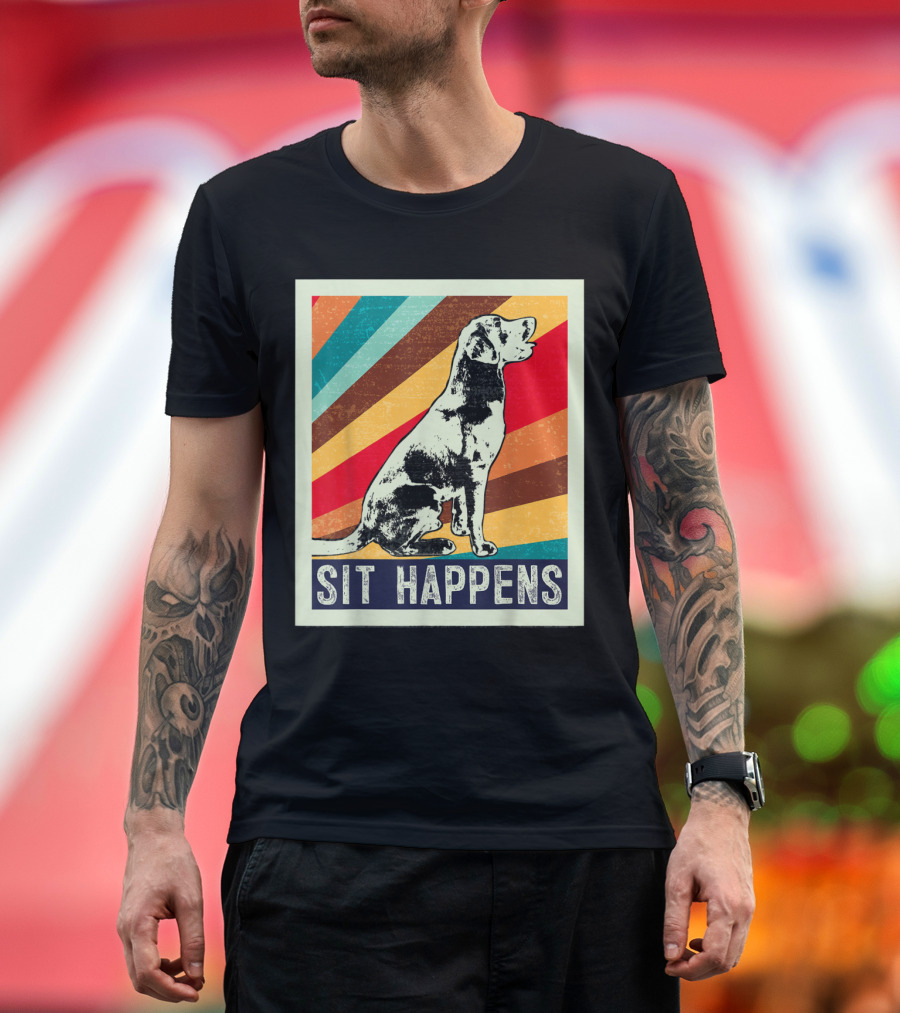 Retro Labrador Retriever Sit Happens T-Shirt