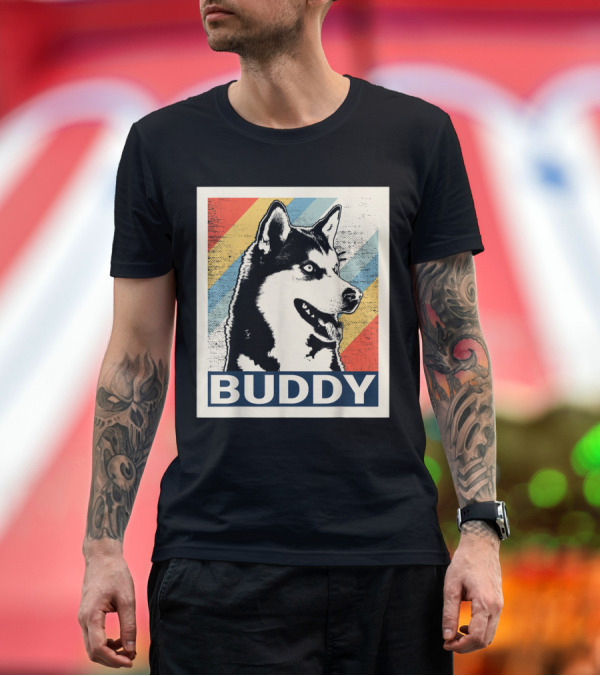 Premium T-Shirt: Buddy Retro Siberian Husky T-Shirt Buddy Retro Siberian Husky T-Shirt