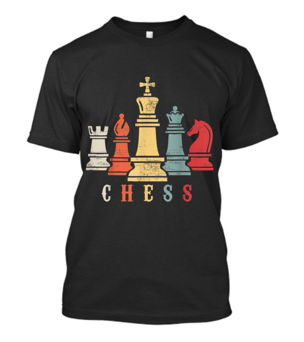 Retro Vintage Chess Set Colorful Pieces Checkmate T-Shirt