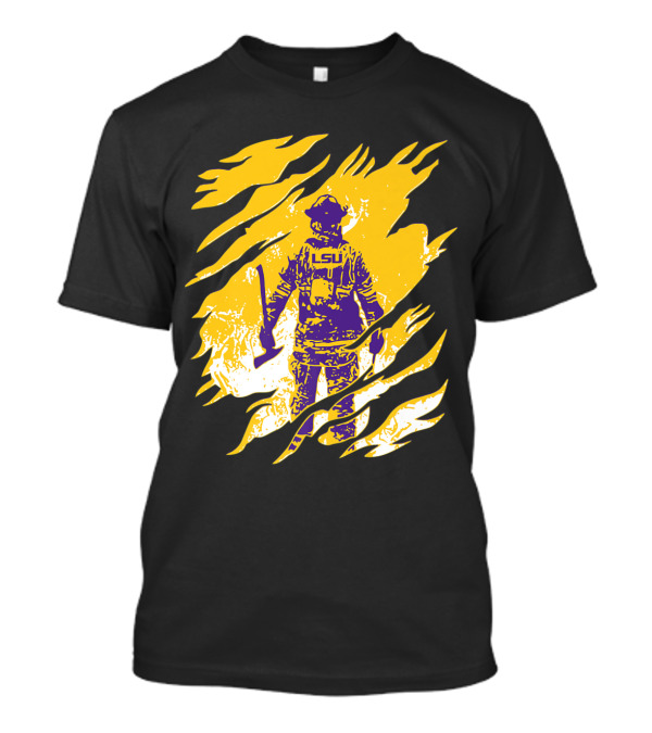 LSU Tigers Firefighter Graphic With Scratch Effect T-Shirt