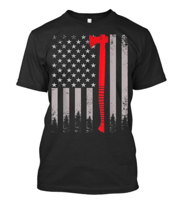 American Flag Axe Lumberjack Logger Woodworker Vintages USA T-Shirt