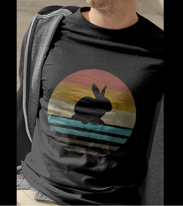 Vintage Sunset Stripes Bunny T-Shirt