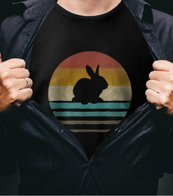 Vintage Sunset Stripes Bunny T-Shirt