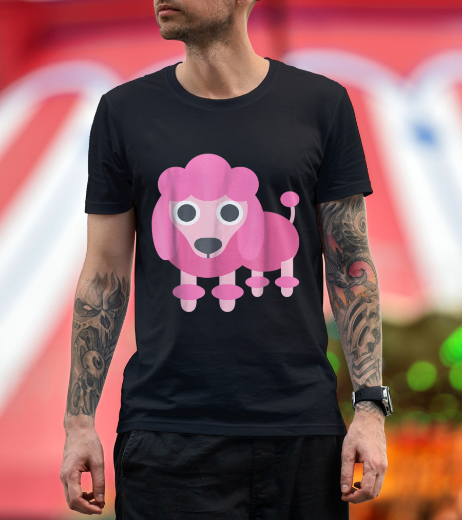 Pink Poodle Dog Cute Emoji Pet Puppy Iconic T-Shirt