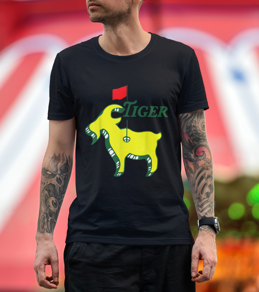 Tiger Goat with Masters Golf Flag Motif T-Shirt