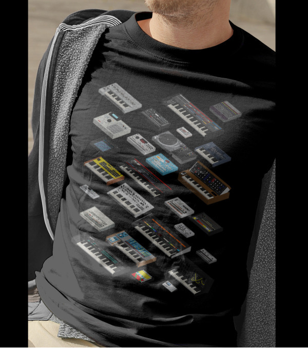 Vintage Synthesizer And Drum Machine Collection For Music Technology Enthusiasts T-Shirt