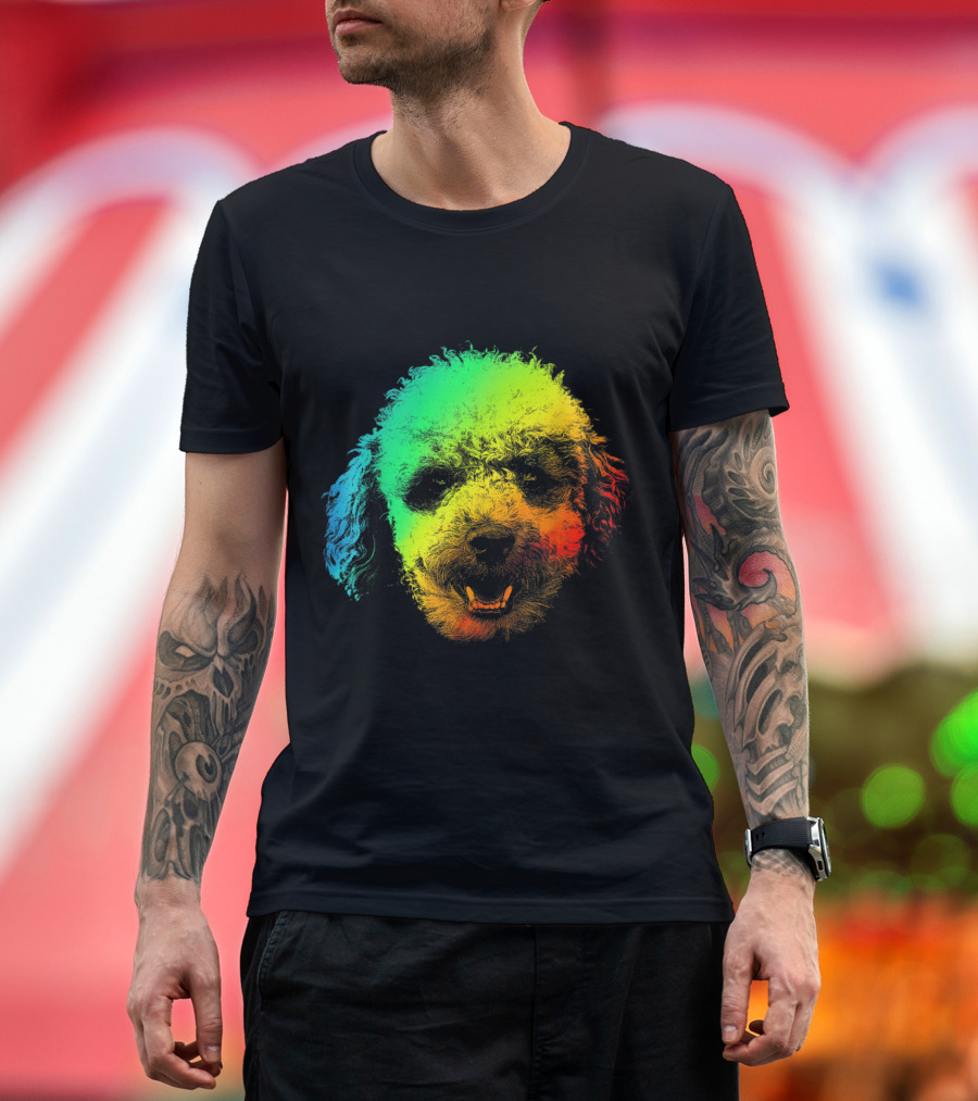 TEA CUP POODLE Vibrant Colorful Rainbow Fur T-Shirt