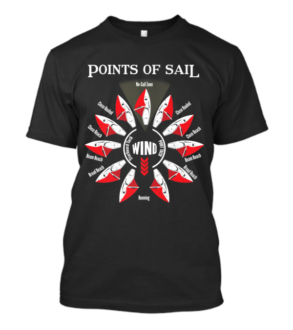 Points Of Sail Diagram With Close Hauled And Running Positions T-Shirt