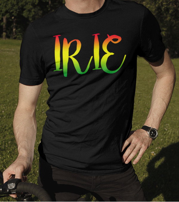 Irie Good Vibes Only Rasta Reggae Roots Clo Jamaican Colors Gradient Text T-Shirt