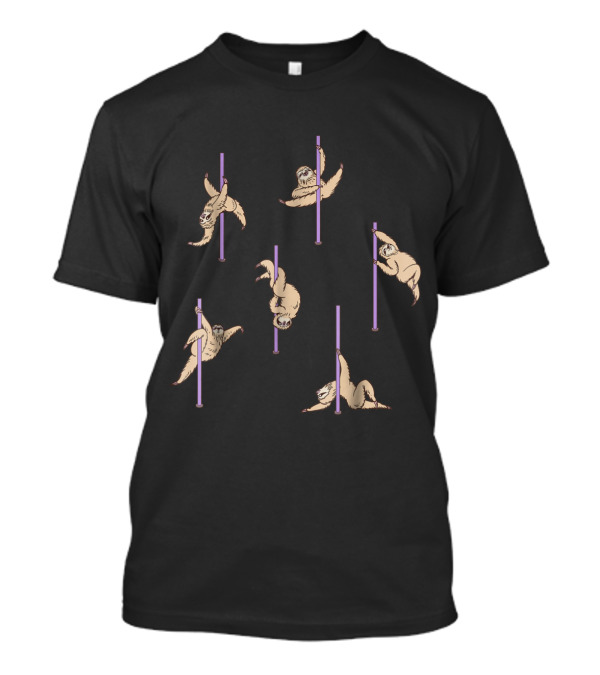 Pole Dance Sloth Choreography By Huebucket With Cute Sloths On Poles T-Shirt