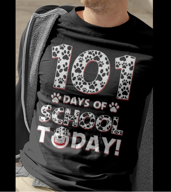 101 Days Of School Today Dalmatian Paw Prints T-Shirt