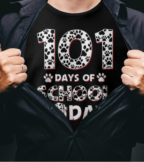 101 Days Of School Today Dalmatian Paw Prints T-Shirt