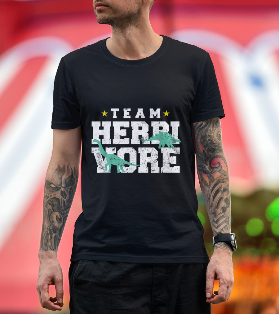 Team Herbivore Dinosaur with Brachiosaurus and Stegosaurus Stars T-Shirt