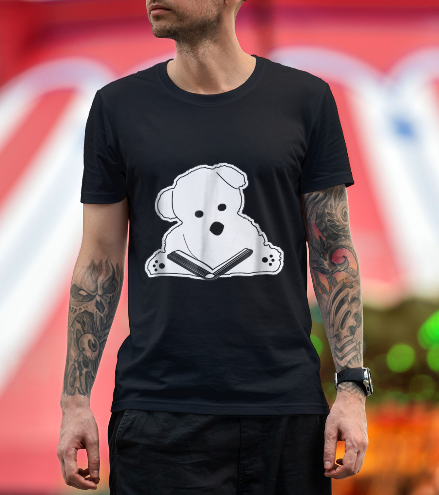 Cozy Teddy Bear with Open Book Relaxed Reading Pose T-Shirt