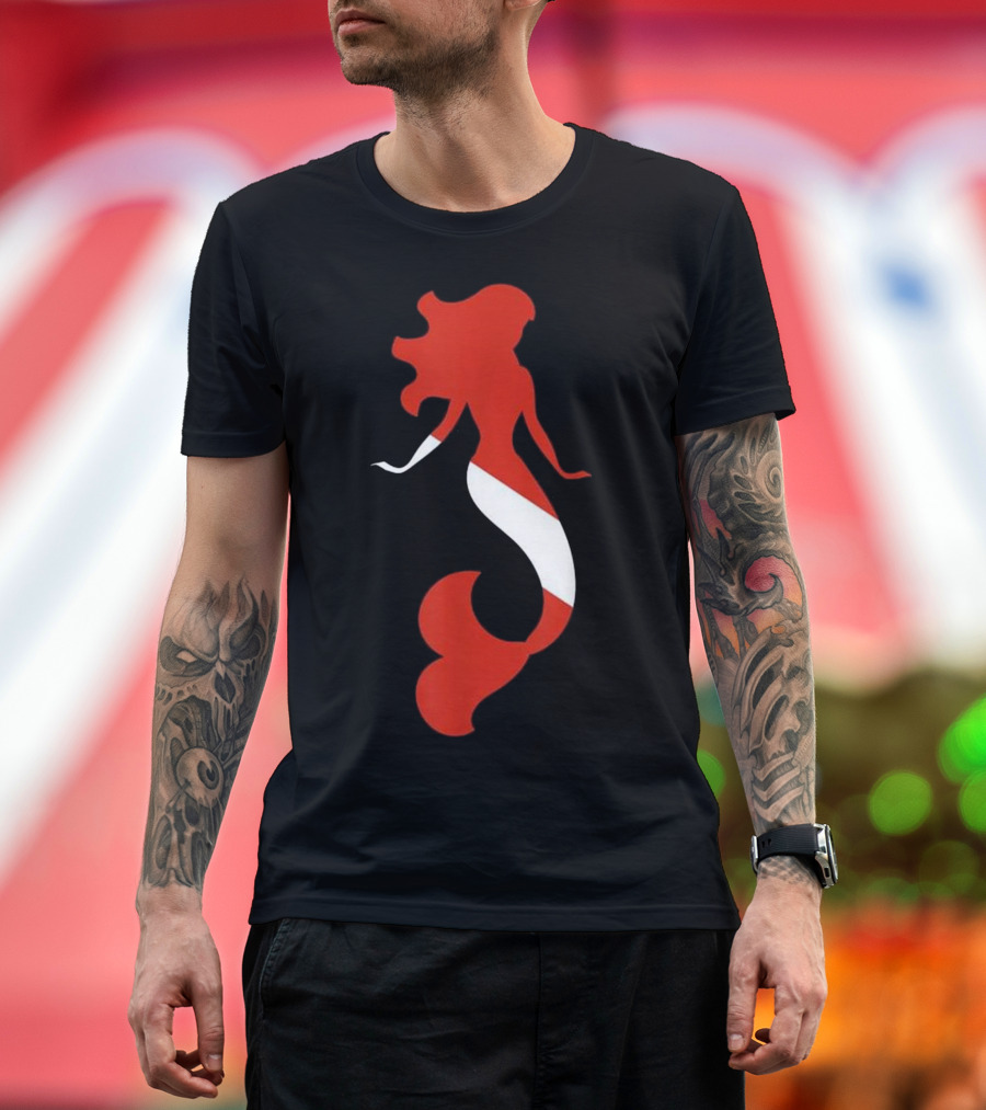 Dive Flag Mermaid Silhouette for Scuba Diving Enthusiasts T-Shirt