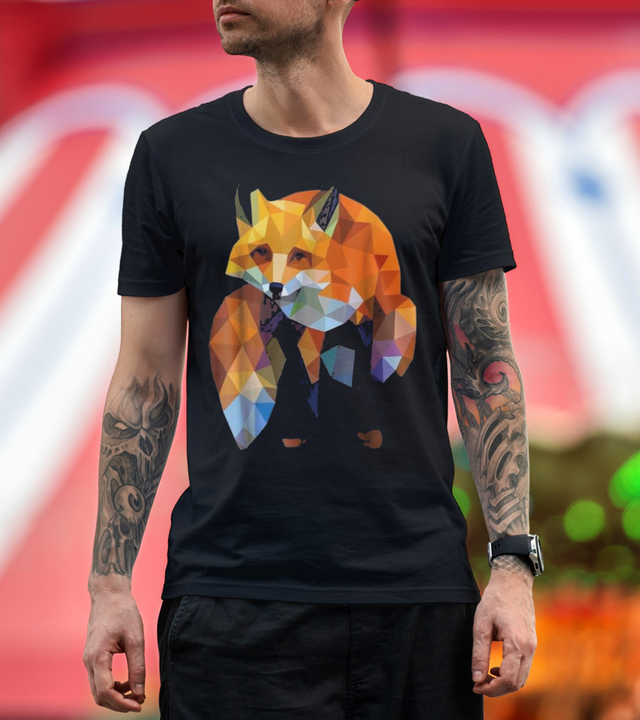 Geometric Polygonal Fox Artwork Wildlife Nature Cool T-Shirt