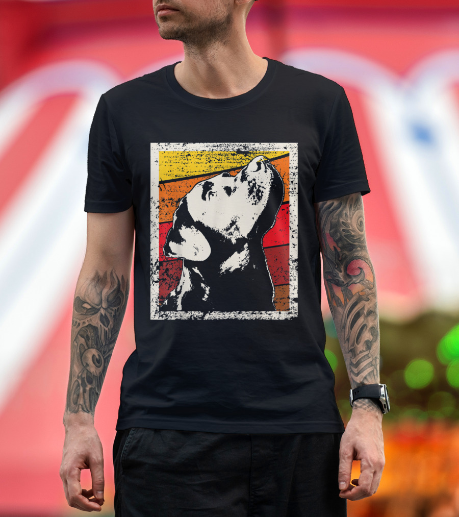 Retro Labrador Retriever Dad Graphic with Sunset Colors T-Shirt