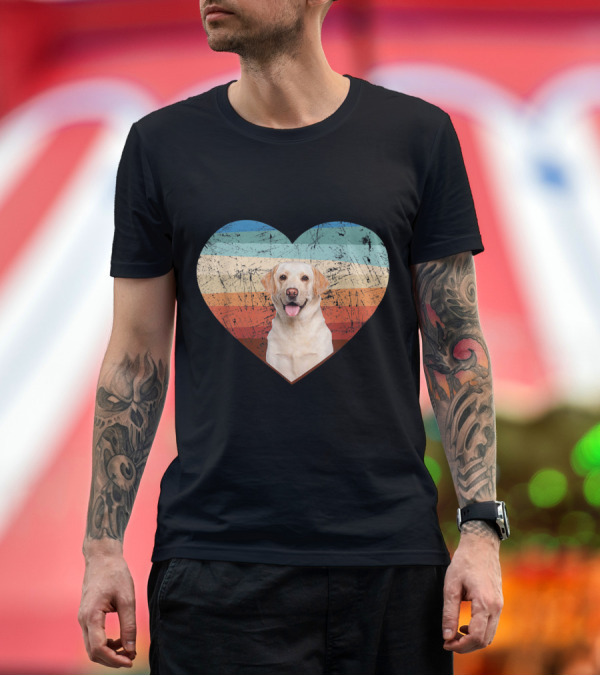 Premium T-Shirt: Retro Heart Pattern Labrador Retriever Dog Love T-Shirt Retro Heart Pattern Labrador Retriever Dog Love T-Shirt