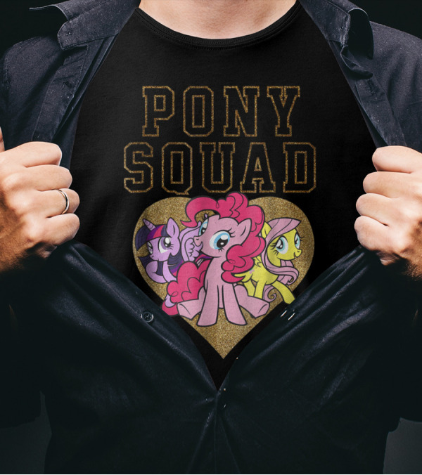 My Little Pony Pony Squad With Glitter Heart Twilight Fluttershy Pinkie Pie T-Shirt