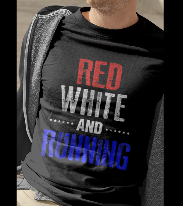 Red White And Running Funny 4th Of July USA Ame T-Shirt