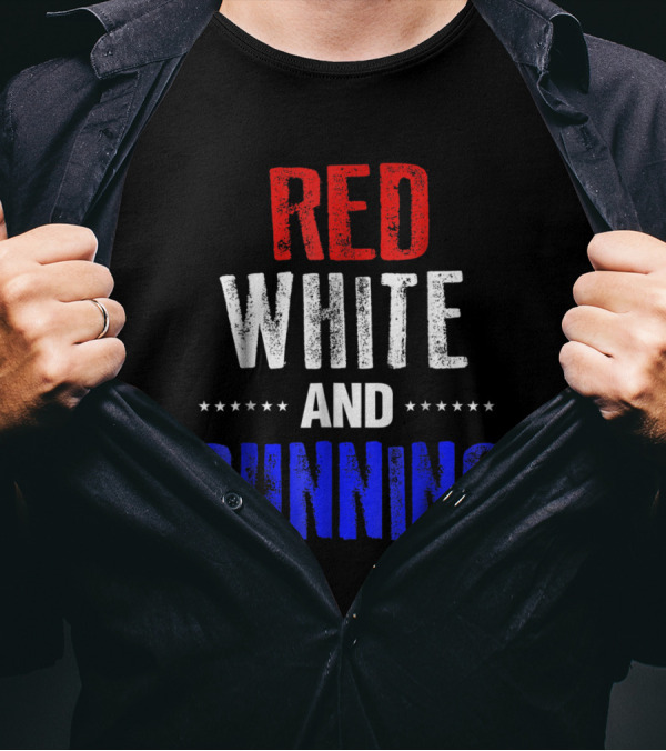 Red White And Running Funny 4th Of July USA Ame T-Shirt