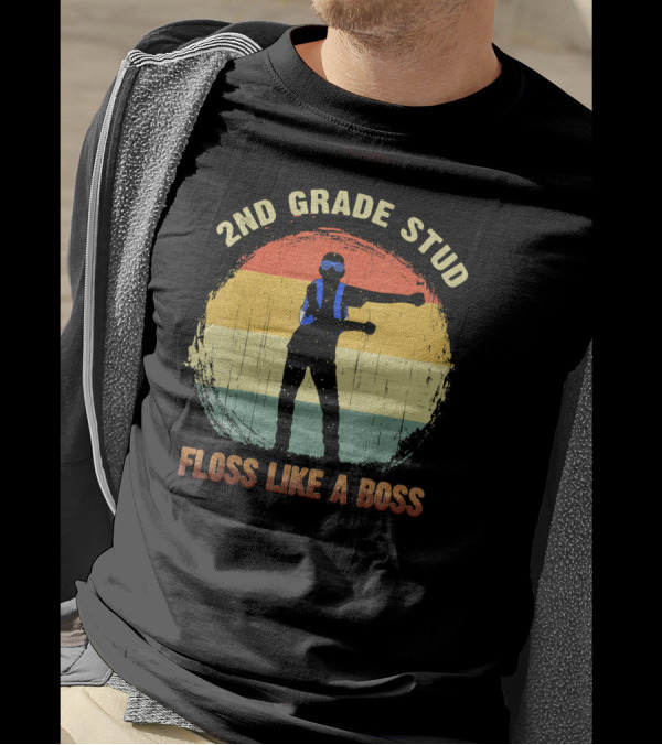 2nd Grade Stud Floss Like A Boss Retro T-Shirt