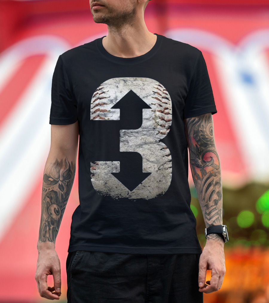 3 Up 3 Down Baseball Themed Shirt with Arrows and Stitched Texture T-Shirt