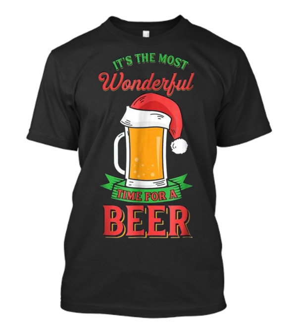 It's The Most Wonderful Time For A Beer Holiday Santa Hat Beer Mug T-Shirt