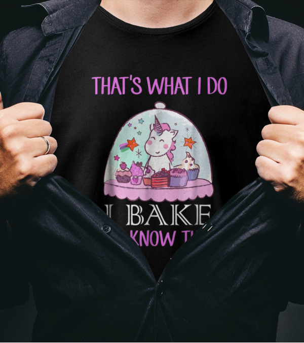 THAT'S WHAT I DO I BAKE AND I KNOW THINGS UNICORN BAKERY CUPCAKES STARS T-Shirt