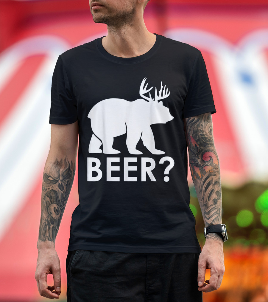 Beer Bear Deer Antler Awesome T-Shirt