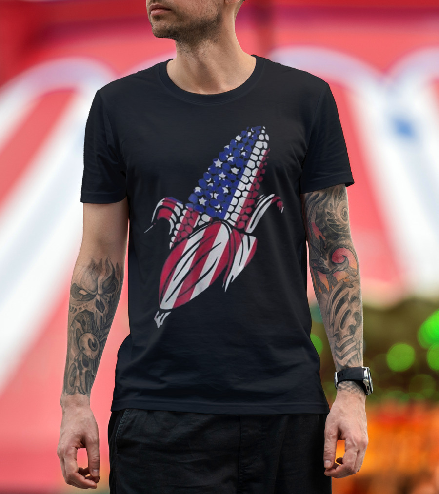 4th Of July Corn Cob Funny American Flag Patriotic Corn Cob T-Shirt