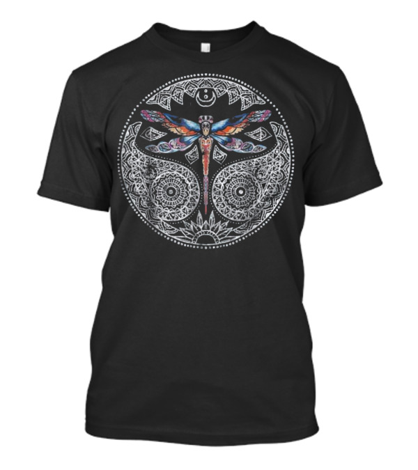 Magical Yin Yang Dragonfly Mandala With Intricate T-Shirt