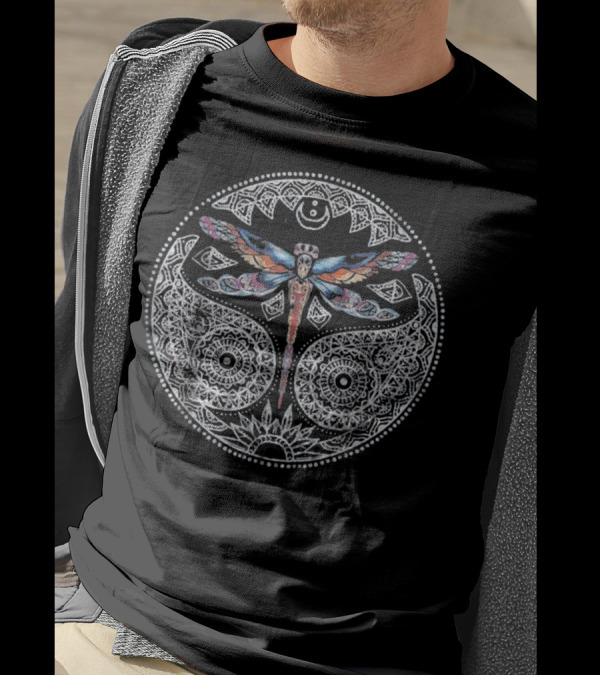 Magical Yin Yang Dragonfly Mandala With Intricate T-Shirt