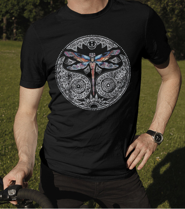 Magical Yin Yang Dragonfly Mandala With Intricate T-Shirt