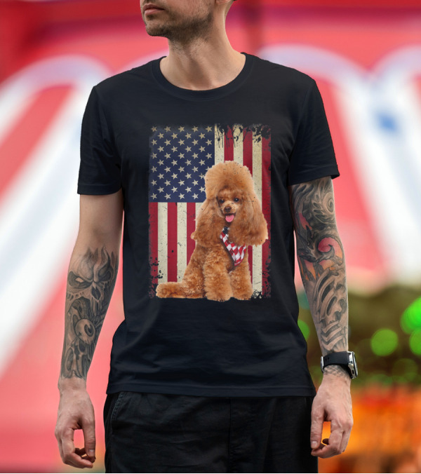 Premium T-Shirt: Poodles American Flag Independence Day T-Shirt Poodles American Flag Independence Day T-Shirt