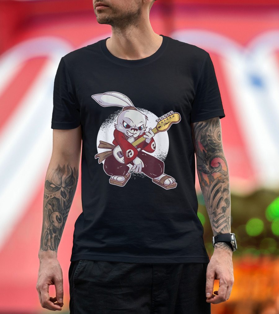 Samurai Rabbit Electric Guitar Stance T-Shirt
