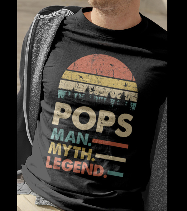POPS The Man The Myth The Legend Retro Vintage Sunset T-Shirt