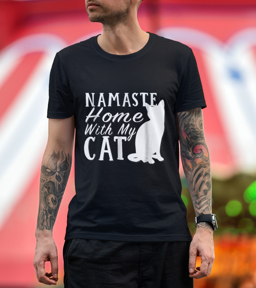 Namaste Home With My Cat T-Shirt