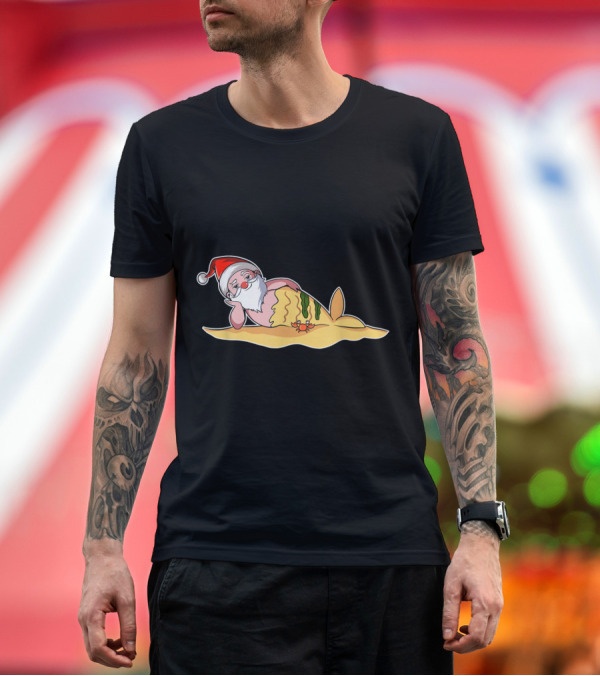 Premium T-Shirt: Santa Claus Beach Summer Fish T-Shirt Santa Claus Beach Summer Fish T-Shirt