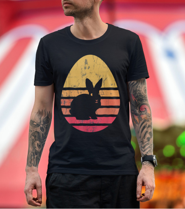 Premium T-Shirt: Vintage Easter Bunny Rabbit Egg Retro Sunset T-Shirt Vintage Easter Bunny Rabbit Egg Retro Sunset T-Shirt