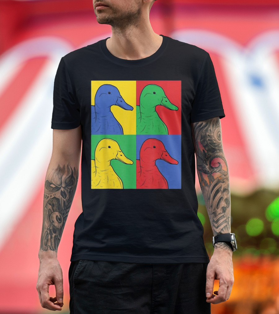 Mallard Duck Pop Art in Warhol Style Quad Colors T-Shirt