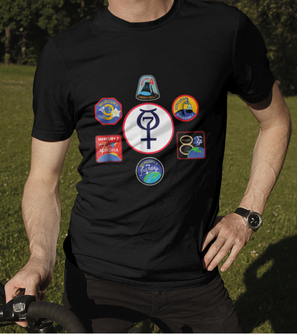 NASA Mercury Liberty Bell Aurora Freedom Friendship 7 Crew Emblems T-Shirt