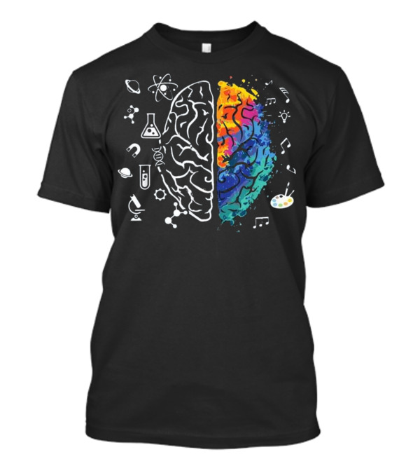 Colorful Brain Science Chemistry Music Art Space Icons T-Shirt